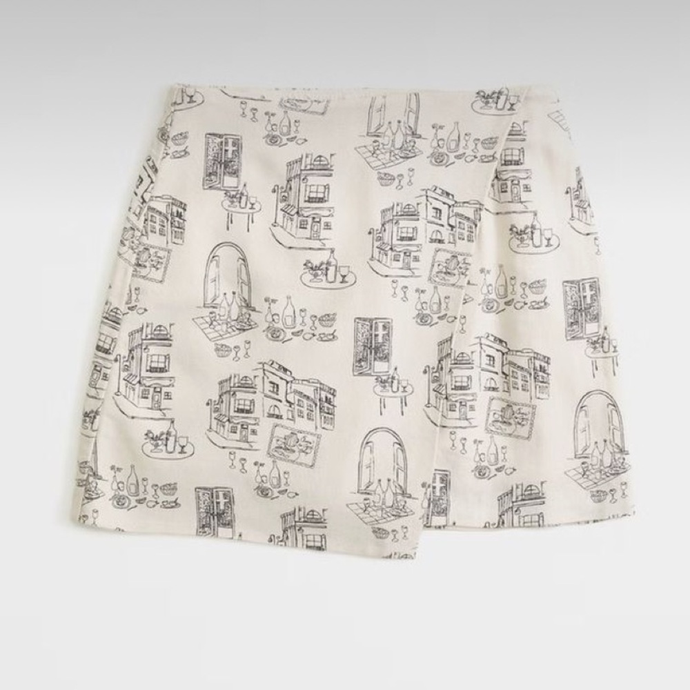 Abercrombie Scarlett mini linen skort Italy print